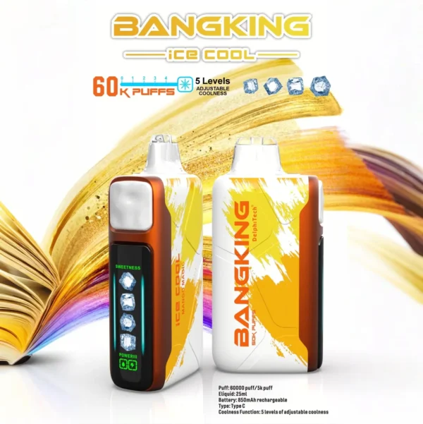 Bang King 60000 拋棄式電子煙｜LED 螢幕顯示 × 五檔冰度調節｜超長續航大容量・多款口味
